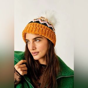 NWT Free People Beanie (one size) Charlet Fairisle Pom Beanie
